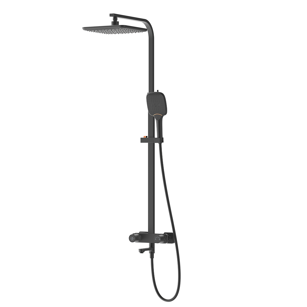 Pushstop Square Rainshower Column With Mixer (Matte Black)