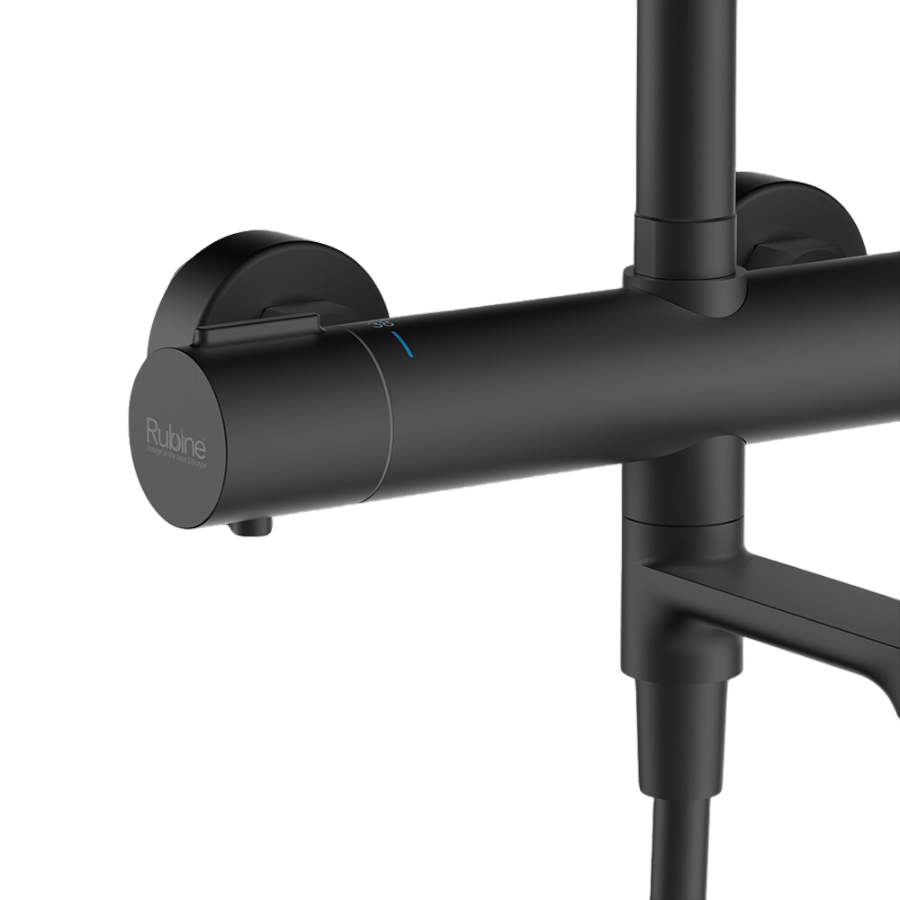 Thermo Round Rainshower Column With Mixer (Matte Black/Chrome)