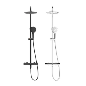 Thermo Round Rainshower Column With Mixer (Matte Black/Chrome)