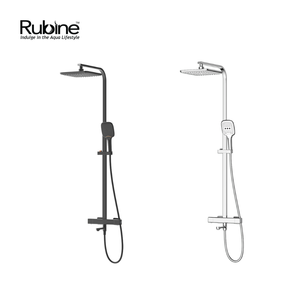 Thermo Square Rainshower Column With Mixer Shelf (Matte Black/Chrome) | RSC-THERMO-S41-BK and RSC-THERMO-S41-CH