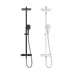 Thermo Square Rainshower Column With Mixer Shelf (Matte Black/Chrome)