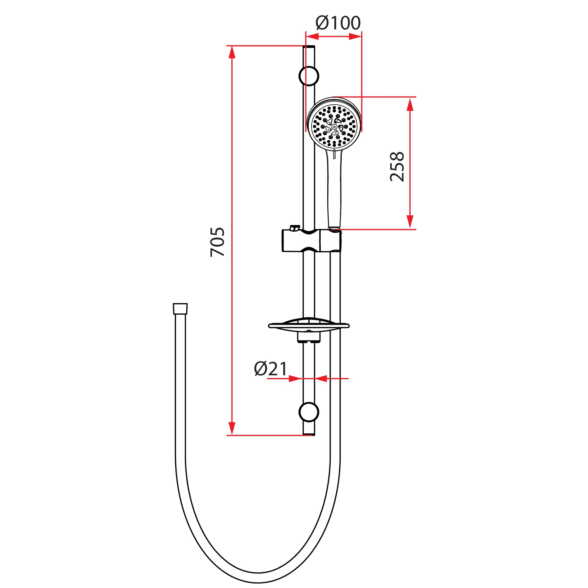 5F Shower With Sliding Rod | RSH-FONTANA-107-CH