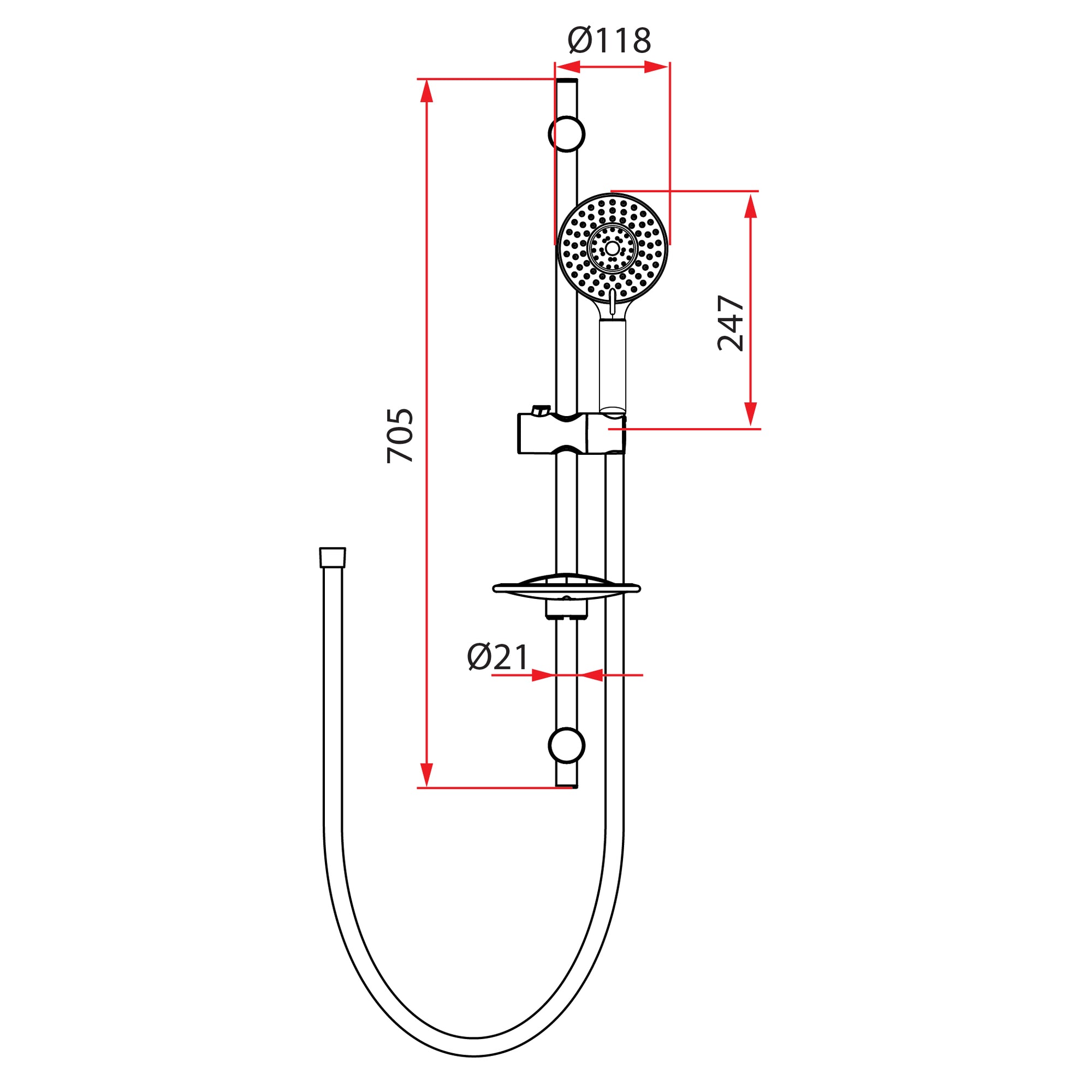 5F Shower With Sliding Rod | RSH-LAGO-5-104-AA
