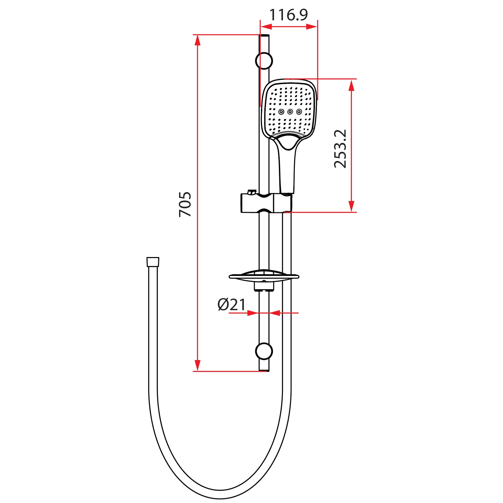 3F Shower With Sliding Rod | RSH-MACH-521-BK