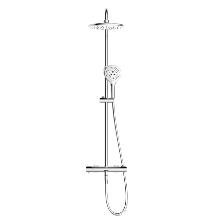 Thermo Round Rainshower Column With Mixer (Matte Black/Chrome)