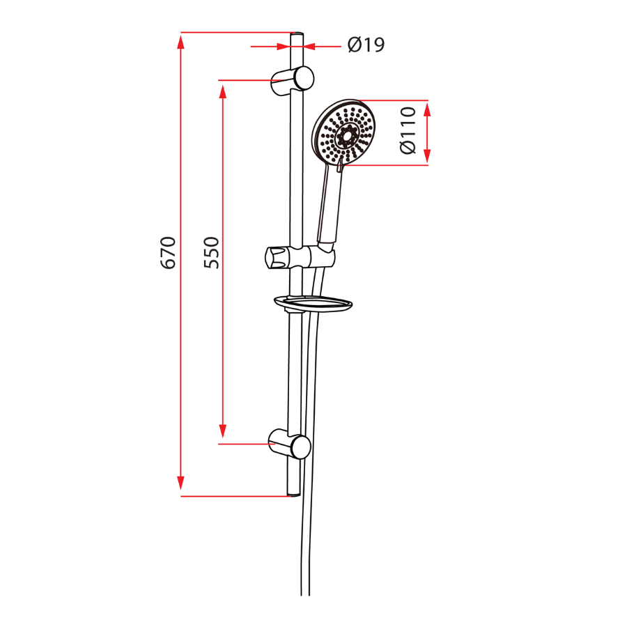 No Pump + 3 Functions Shower Set | RWH-933 PB