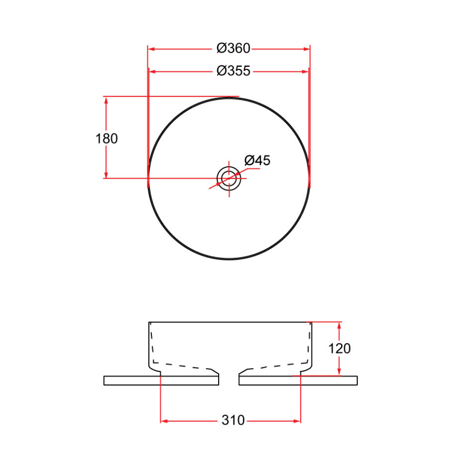 Countertop Round Ceramic Basin | SPIN 36