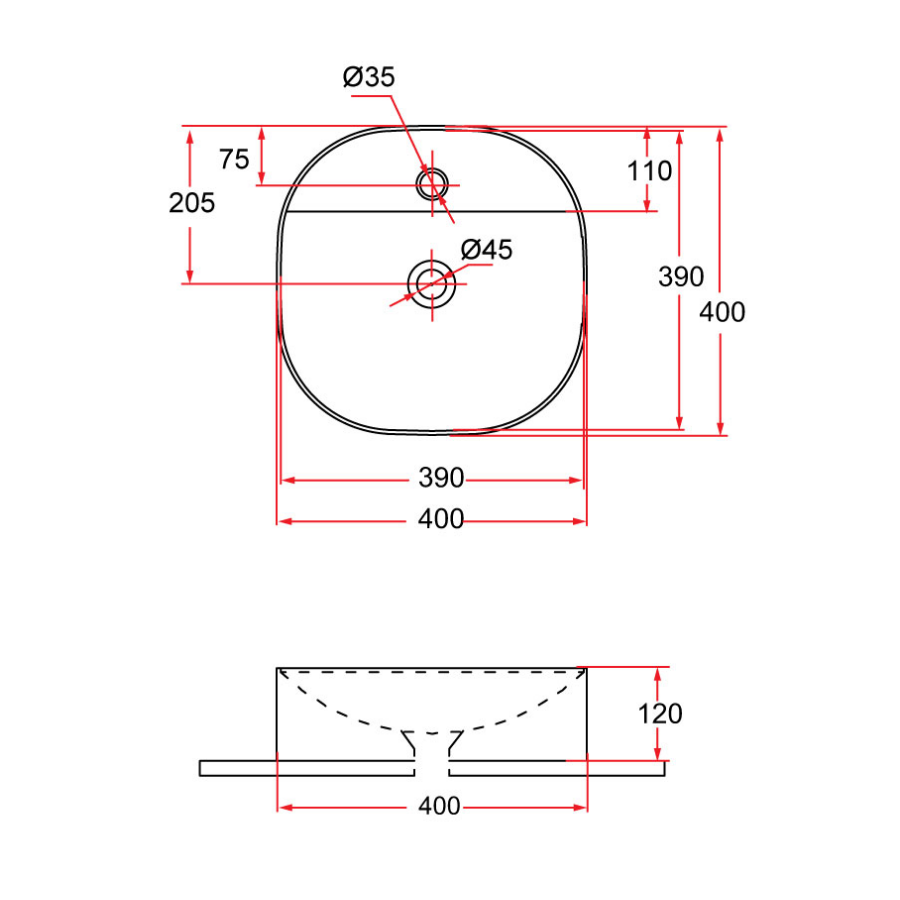 Countertop Round Ceramic Basin | SPIN 40M
