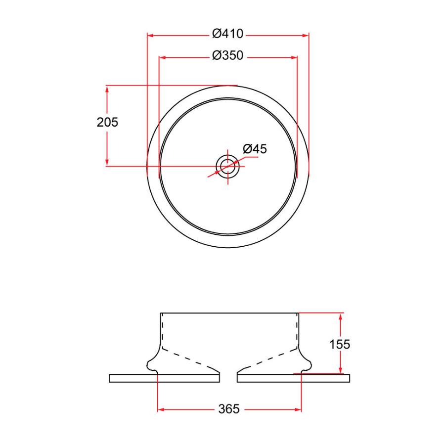Countertop Round Ceramic Basin | SPIN 41B