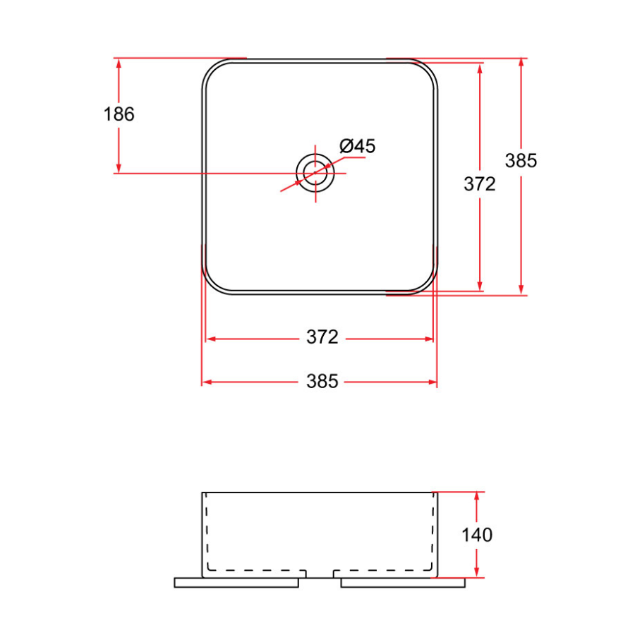 Countertop Square Ceramic Basin | SQ 40-BW