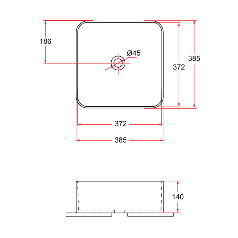 Countertop Square Ceramic Basin | SQ 40