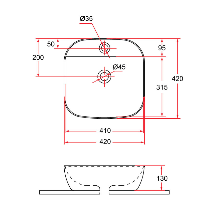 Countertop Round Ceramic Basin | SQ 42M-BK