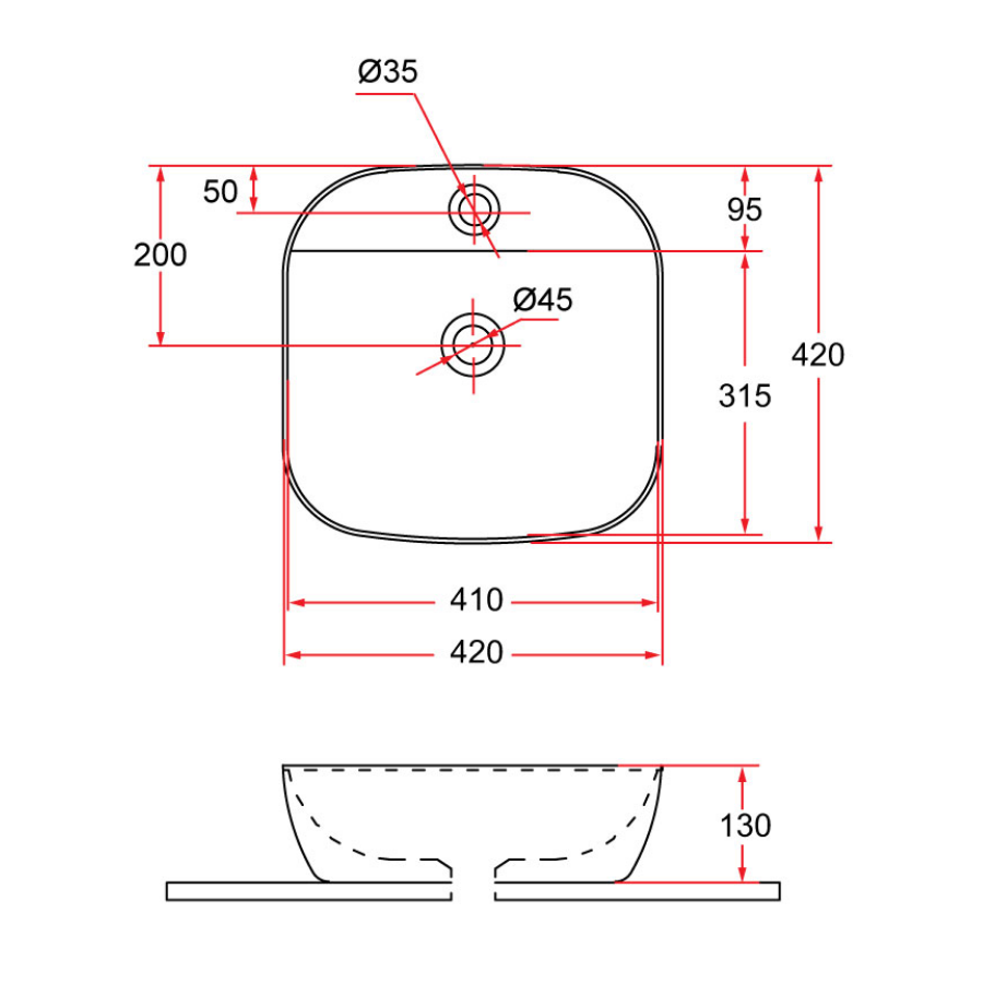 Countertop Round Ceramic Basin | SQ 42M