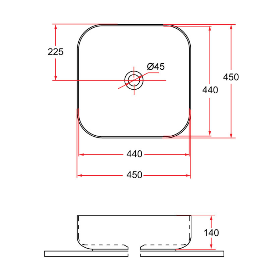 Countertop Square Ceramic Basin | SQ 45
