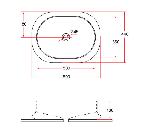 Countertop Oval Ceramic Basin | BOAT 59