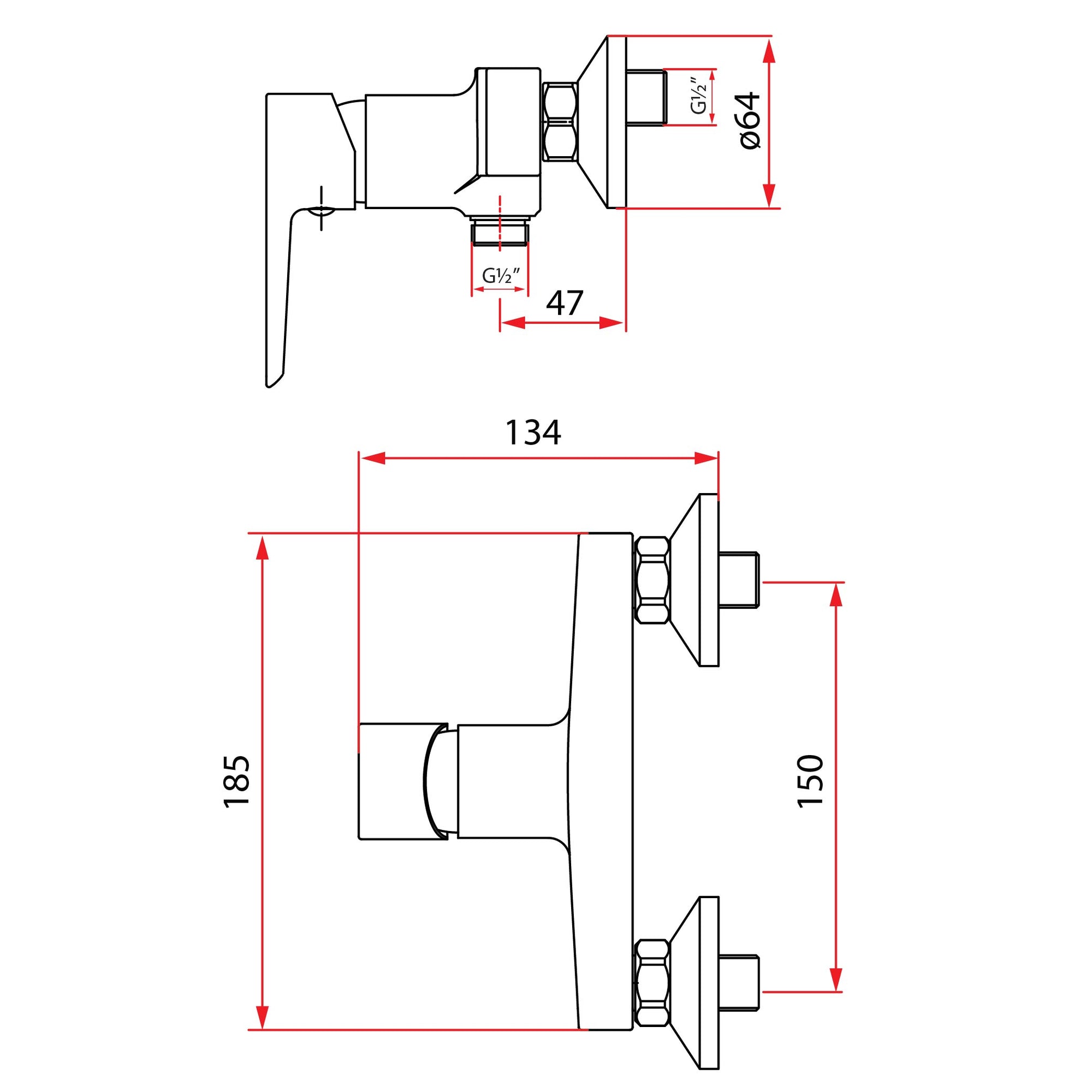 Shower Mixer Matte Black | STYLO 9160 BK