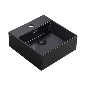 Wall-Hung / Countertop Square Ceramic Basin | VENTO 40M-BK