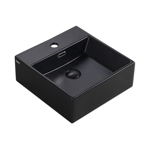 Wall-Hung / Countertop Square Ceramic Basin | VENTO 40M-BK