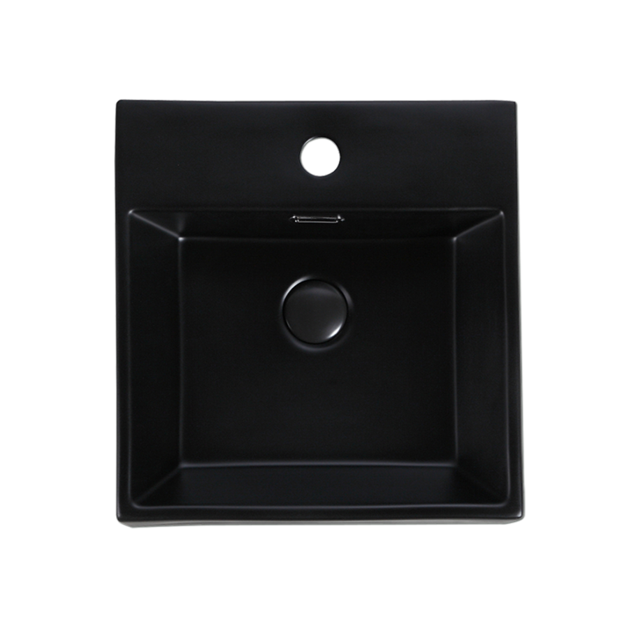 Wall-Hung / Countertop Square Ceramic Basin | VENTO 40M-BK