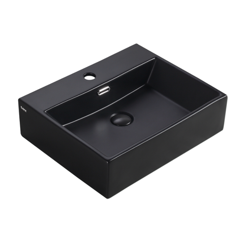 Wall-Hung / Countertop Rectangular Ceramic Basin | VENTO 50M-BK