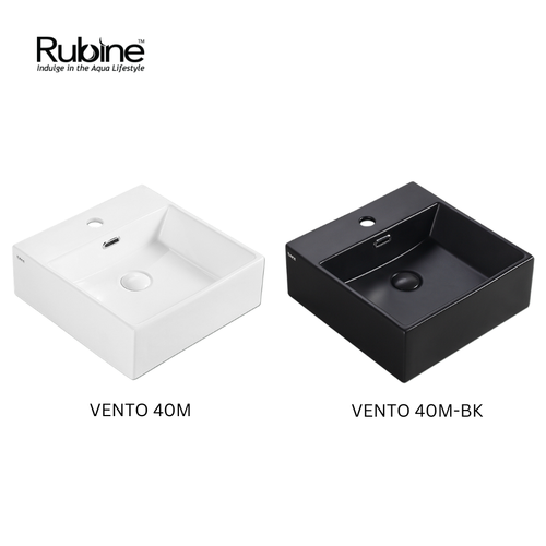VENTO Wall-Hung/Countertop Square Ceramic Basin | VENTO 40M/-BK