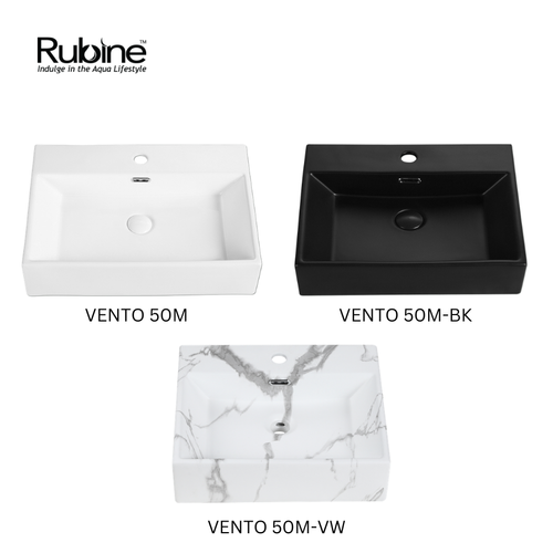 VENTO Wall-Hung/Countertop Rectangular Ceramic Basin | VENTO 50M
