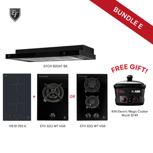 [Bundle E] 90CM Semi Integrated Slim Hood + 30cm 2 Zones Induction Hob / 1 Burner Domino Gas Hob / 2 Burner Domino Gas Hob