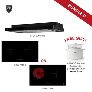 [Bundle D] 90CM Semi Integrated Slim Hood + 70cm 2 Zones Induction Hob / Combi Hob