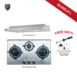 [Bundle L] 90cm Conventional Hood + 76cm 3 Burners Stainless Steel Gas Hob